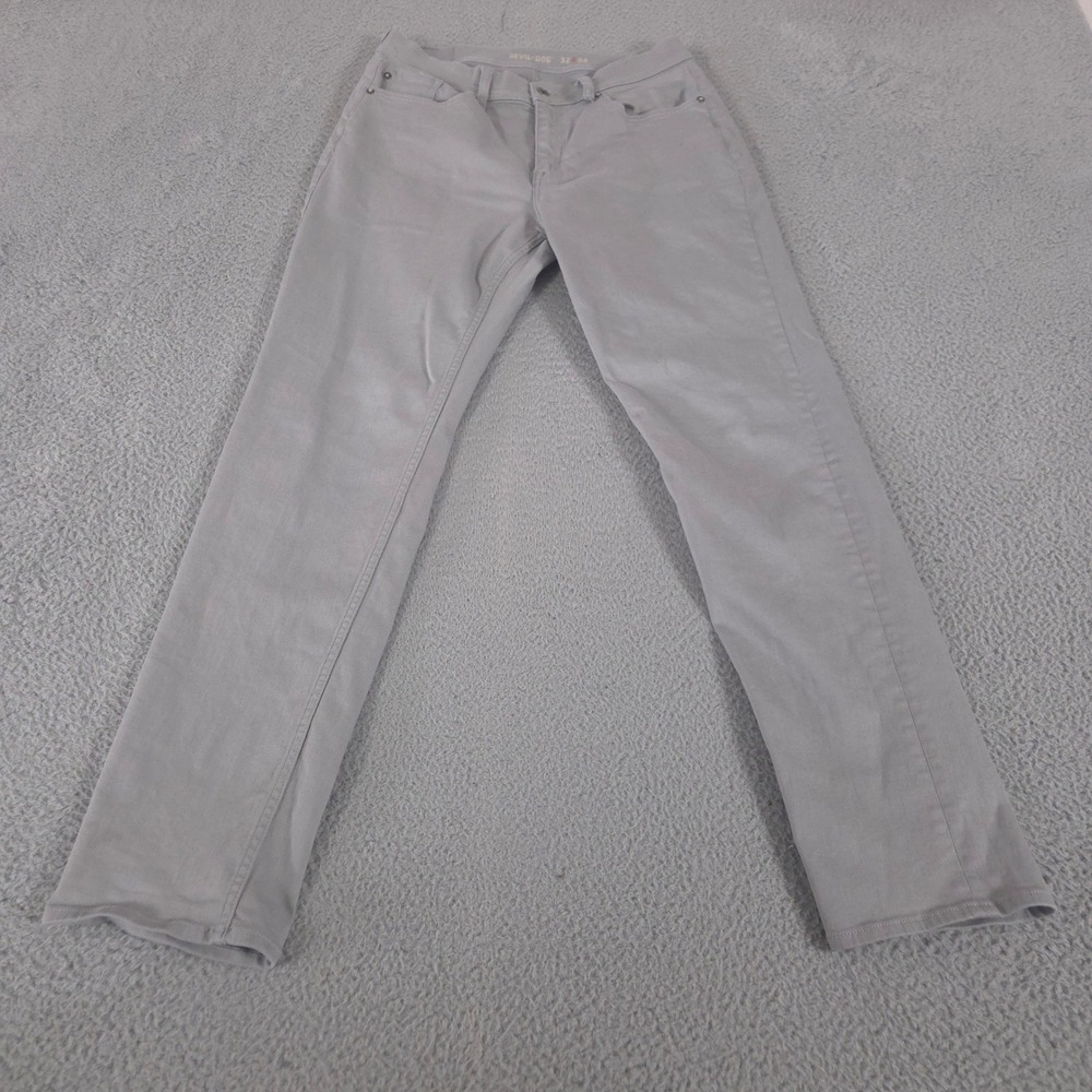 Devil-Dog Pants Men 32x34 Grey Athletic Tapered Stretch Athletic Metal Dungarees